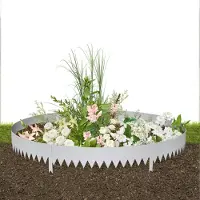 TRMLBE Bordure de pelouse en métal 5m Bordure de massif 20 cm de haut Bordure de massif avec 5 clips Bordure de tonte pour le jardin, argent 5 pièces