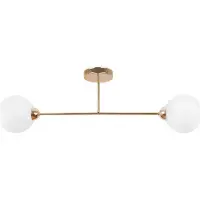 Light11 HOME Plafonnier Asturia doré à 2 flammes avec abat-jour blanc E27