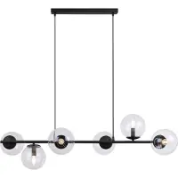 Light11 HOME Lampe à suspendre Siena noire à 6 flammes avec abat-jour transparent E14