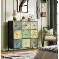 CDGlobal Commodes,Buffet, armoire de cuisine,meuble TV, table TV, armoire de rangement, armoire à vin, 9 tiroirs, 100 x 30 x 86.5 cm,Salon, portes à lamelles, design industriel, brun vintage