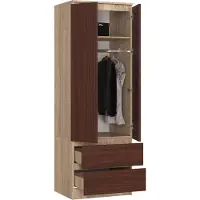 BDW , Armoire 2 portes 2 tiroirs, 180x60x51 cm, Chêne Sonoma / Venga