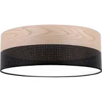 Light11 HOME Lampe de plafond Wood Plexi noir 40cm E27 chêne classique