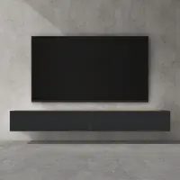 Doporro Meuble TV Bas 240x40,2x30cm Armoire TV Marron Clair + Gris Noir Mat Table de Télévision Salon avec Portes Meuble TV Suspendu MBTV02