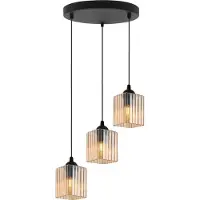 Light11 HOME Suspension Riffle noir à 3 flammes avec abat-jour en forme de cube couleur miel E27 OW - suspension élégante pour les intérieurs modernes