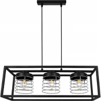 Light11 HOME Rasti Cage Lampe à suspendre - Plafonnier pour le salon, la chambre à coucher et la salle à manger - Suspension en métal et verre - E27 - Chrome - 3-flamme