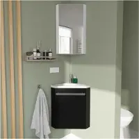 MOB-IN Ensemble lave-mains d'angle SKINO + vasque + armoire de toilette