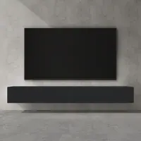 Doporro Meuble TV Bas 240x40,2x30cm Armoire TV Gris Noir Mat Table de Télévision Salon avec Portes Meuble TV Suspendu MBTV02