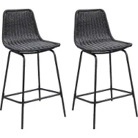MOB-IN Lot de tabourets d'ilot et bar BALI en métal et assise en rotin 65cm