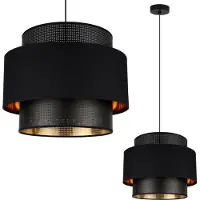 Light11 HOME Asti Trio Lampe À Suspendre Noir Et Or 35Cm Résille