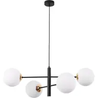 Light11 HOME Lampe à suspendre Vicenza noir-doré 4 flammes avec abat-jour blanc E14