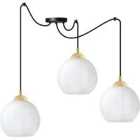 Light11 HOME Suspension Costa araignée noir-or 3 lumières avec boules blanches E27 – élégant plafonnier pour un éclairage intérieur raffiné
