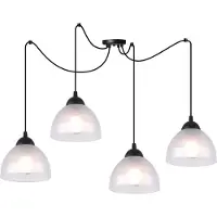Light11 HOME Lampe à suspendre araignée Venice à 4 flammes avec abat-jour en verre opale E27