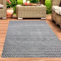 Carpetia Tapis moderne d'extérieur Résistant aux intempéries Terrasse Balcon Style boho de haute qualité facile d'entretien Anthracite Taille - 240 x 340 cm
