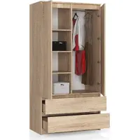 BDW , Armoire 2 portes, 2 tiroirs, 180x90x51 cm, Chêne Sonoma