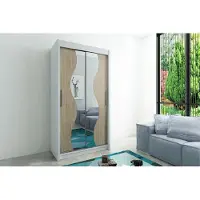 Minio Armoire 120 cm MADRYT Blanc / Chêne Sonoma