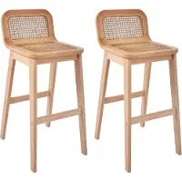 MOB-IN Lot de chaises SANA d'îlot et bar en chêne et assise cannage 65cm