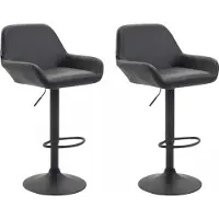 In And OutdoorMatch Tabouret de bar de luxe Margaretta - Noir - Design Deluxe - Dossier - Repose-pieds - Pour la cuisine et le bar - Assise rembourrée - Set de 2 - Similicuir