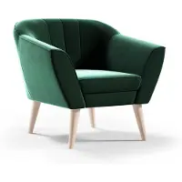 Sofello GUTTO LINE Fauteuil Fauteuil tapissé Velours vert Fauteuil TV Fauteuil relax Fauteuil scandinave Pieds en bois Pieds hauts Matelassage