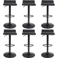 Supfine Tabouret de bar (lot de 6) Chaise de bar Tabouret de comptoir réglable en hauteur pivotant en similicuir noir