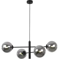 Light11 HOME Lampe à suspendre Vicenza noire à 4 flammes avec abat-jour graphite E14