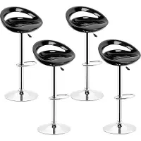 Supfine Tabouret de bar, lot de 4 Chaise de bar réglable en hauteur en ABS pivotant à 360° avec repose-pieds Noir