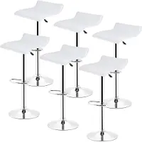 Supfine lot de 6 tabourets de bar en similicuir tabouret de comptoir stylé réglable en hauteur blanc