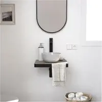 MOB-IN Meuble lave-mains SOHO plan fin p-serviette face vasque blanche + miroir