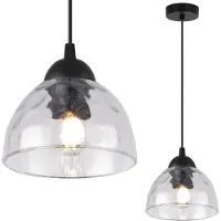 Light11 HOME Lampe à suspendre Venice à 1 flamme avec abat-jour en verre transparent E27
