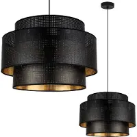 Light11 HOME Asti Trio Lampe À Suspendre Noir Et Or 45Cm Mesh
