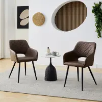 CLIPOP Chaises de salle à manger, set de 2, similicuir, pour salle à manger, bureau, marron
