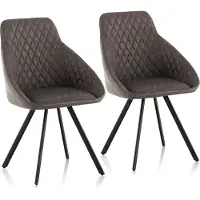 CLIPOP Chaise de salle à manger , lot de 2 chaises de cuisine ergonomiques, assise en similicuir,Marron