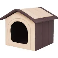 Stanislaw Jurga Niche pour chien pliable pour l'intérieur & l'extérieur - R3 50x45cm - lavable, légère, beige avec marron
