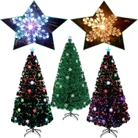 UISEBRT LARS360 LARS360 Arbre de Noël Sapin de Noël LED en fibre de verre Artificiel avec éclairage flocon de neige Arbre de Noël - 240 cm