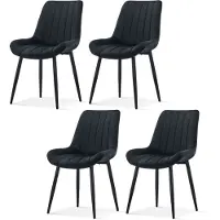 CLIPOP Chaises de salle à manger, set de 4 chaises de cuisine, chaises rembourrées en velours avec pieds en métal,Noir