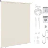 Fiqops Faziango Store vertical Beige 100 x 140 cm Store vertical pour terrasse Balcon Store latéral Protection visuelle Protection solaire Résistant aux UV