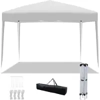 Izrielar Tente pliante 3 x 3 m imperméable et stable – tente réglable en hauteur avec protection UV 50+, tente de jardin pliable avec sac de transport pour le jardin et l'extérieur Blanc