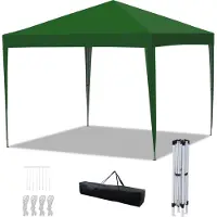Izrielar Tente pliante 3 x 3 m imperméable, tente pliante avec sac, tente de jardin stable et tente de réception pour le jardin, le camping, la plage et les activités de plein air, verte