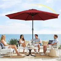 Izrielar Parasol Ø350cm, parasol de jardin, non pliable, toile avec revêtement PA, protection UV jusqu'à UPF 50+, sans pied, rouge