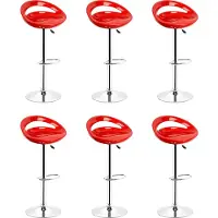 Supfine Tabouret de bar, lot de 6 Chaise de bar réglable en hauteur en ABS pivotant à 360° avec repose-pieds Rouge