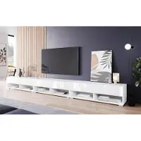 MINIO go for it , armoire TV, TV-Lowboard "ANNE", 300cm, avec éclairage LED, blanc mat/blanc brillant couleur
