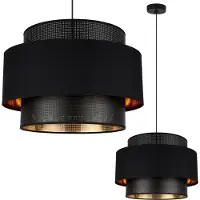 Light11 HOME Asti Trio Lampe À Suspendre Noir Et Or 45Cm Résille