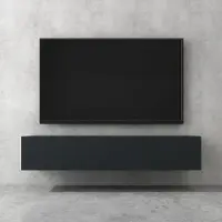 Doporro Meuble TV Bas 160x40,2x30cm Armoire TV Gris Noir Mat Table de Télévision Salon avec Portes Meuble TV Suspendu MBTV02