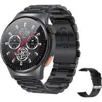 Vislone QW49 smartwatch, montre sport, écran IPS 1,39 pouces, fitness tracker, Bluetooth 5.1, bracelet acier + bracelet silicone, noir
