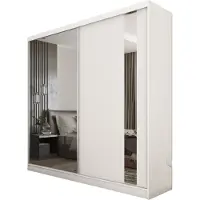 MargaretHadas24 Armoire Gabo de 200 cm avec miroir, 2 portes coulissantes (couleur : blanc)