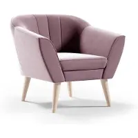 Sofello GUTTO LINE Fauteuil en velours Fauteuil TV en velours Fauteuil de relaxation Rose Fauteuil scandinave tapissé Pieds en bois Couture en velours Pieds hauts