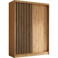AX Living Armoire portes placard coulissantes Cabinio chene noir 160cm