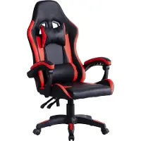 CLIPOP Chaise de bureau ergonomique Gaming, avec accoudoir, appuie-tête, coussin lombaire, rouge