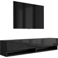 3Xeliving Buffet TV 170 cm noir mat / noir brillant, 170 × 32 × 34 cm