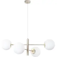 Light11 HOME Suspension Vicenza cachemire doré à 4 ampoules avec abat-jours blancs E14 – élégante suspension pour le salon