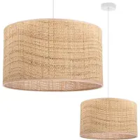 Light11 HOME Lampe Suspendue En Rotin Blanc 1 Abat-Jour Plat En Rotin 35 Cm